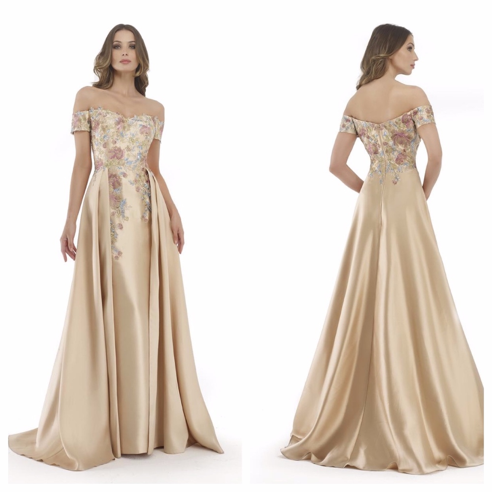 Overskirt embroidered champagne gold gown